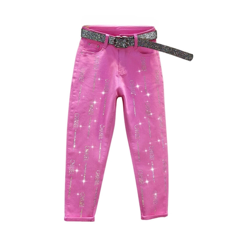Pink Glitter Jeans Glitter Kleding