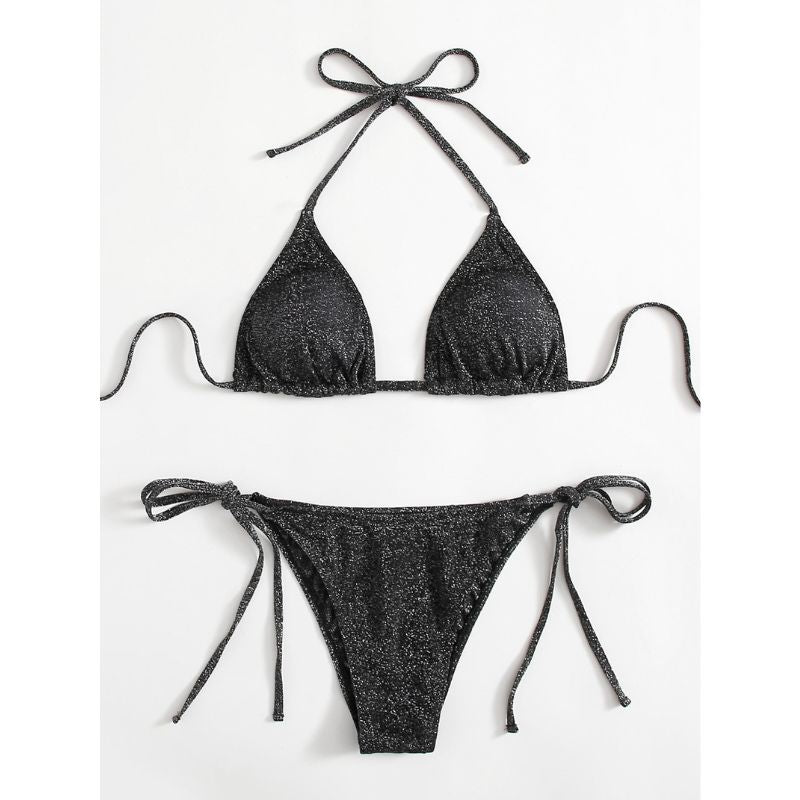 Zwarte Glitter Bikini Glitter Kleding