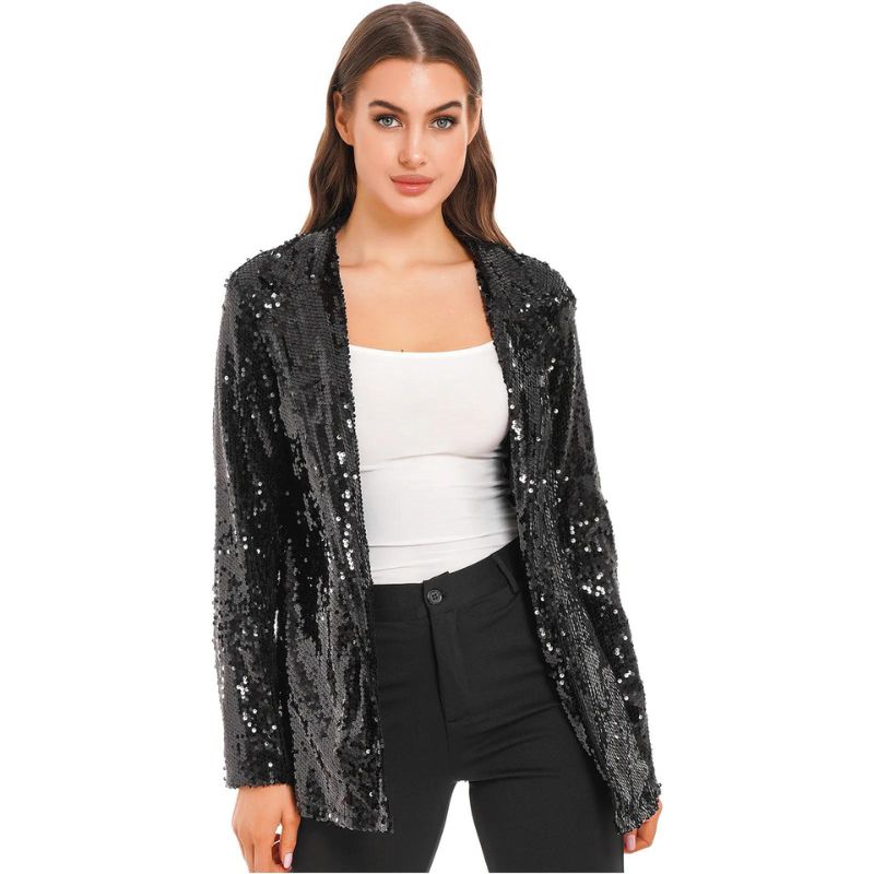 Zwarte Glitter Blazer Dames Glitter Kleding