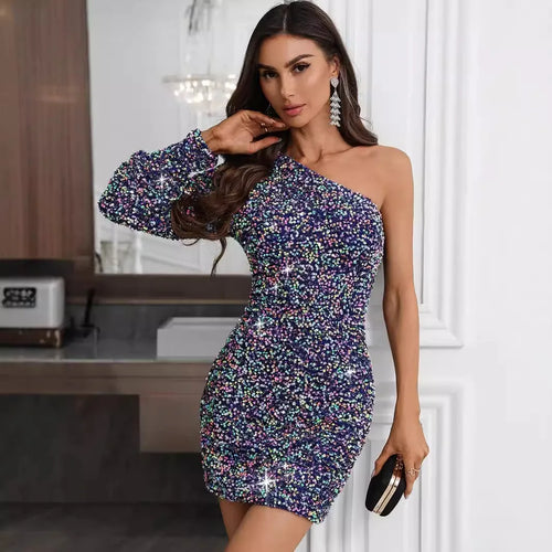 Asymmetrische Glitter Jurk