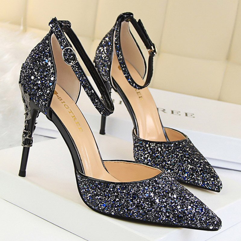 Blauwe Glitter Hakken