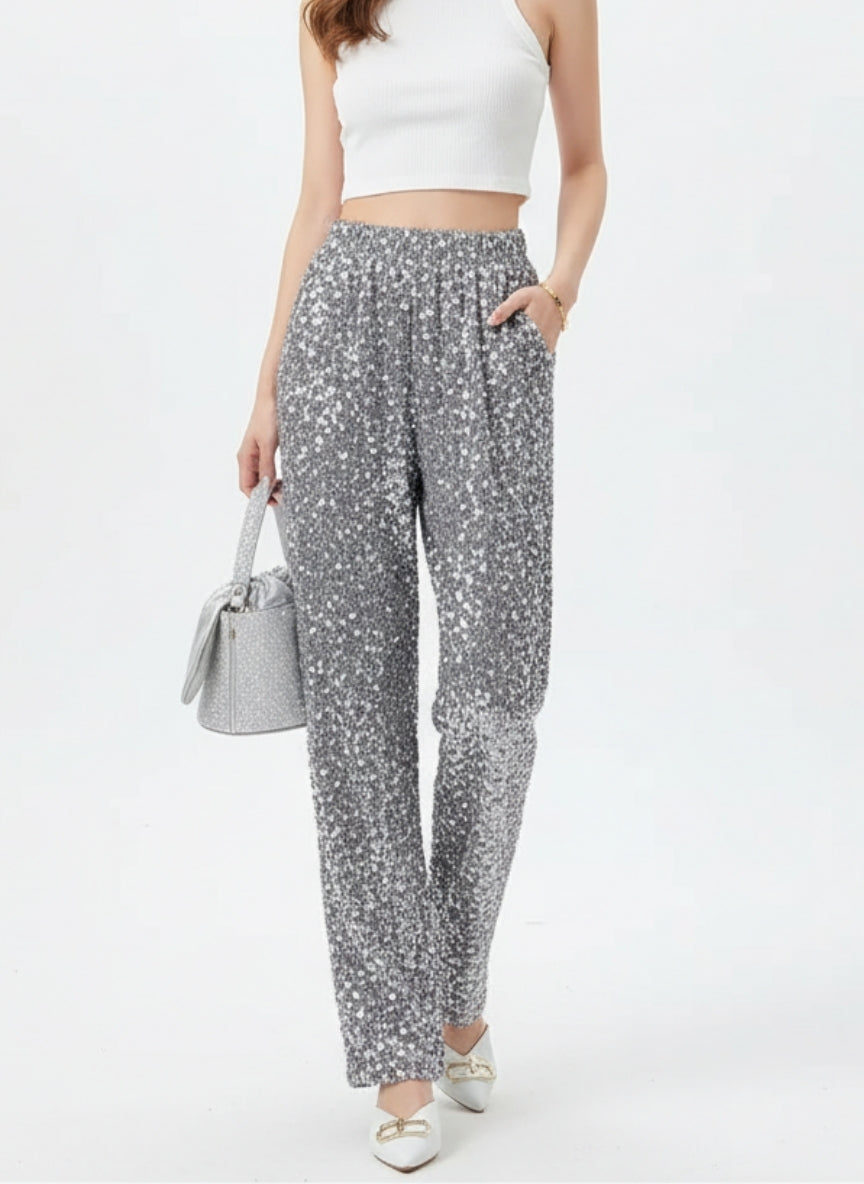 Zilveren Glitter Pantalon