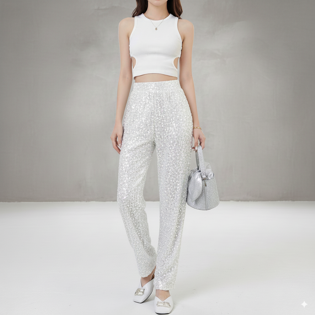 Glitter Broek Wit