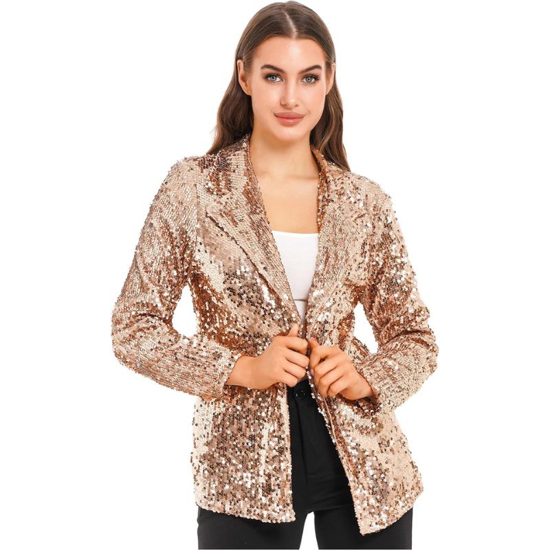 Glitter Blazer Dames Goud