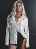 Glitter Blouse Dames Zilver