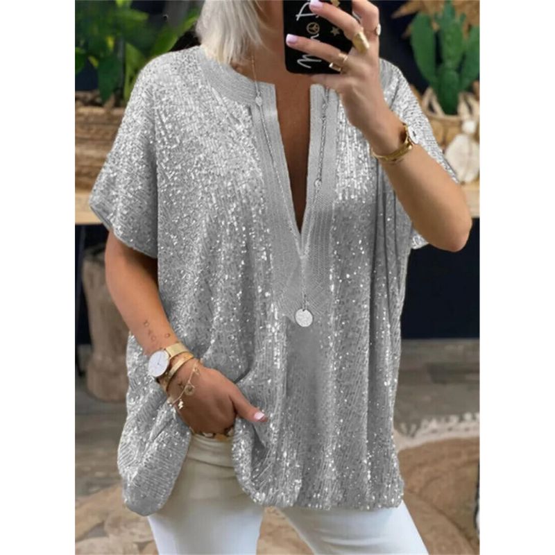glitter blouse zilver