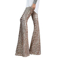 Glitter Flared Trousers Brown