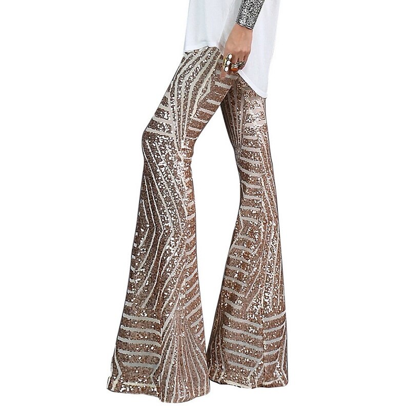 Glitter Flared Broek Bruin