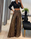 Glitter Flared Broek Goud