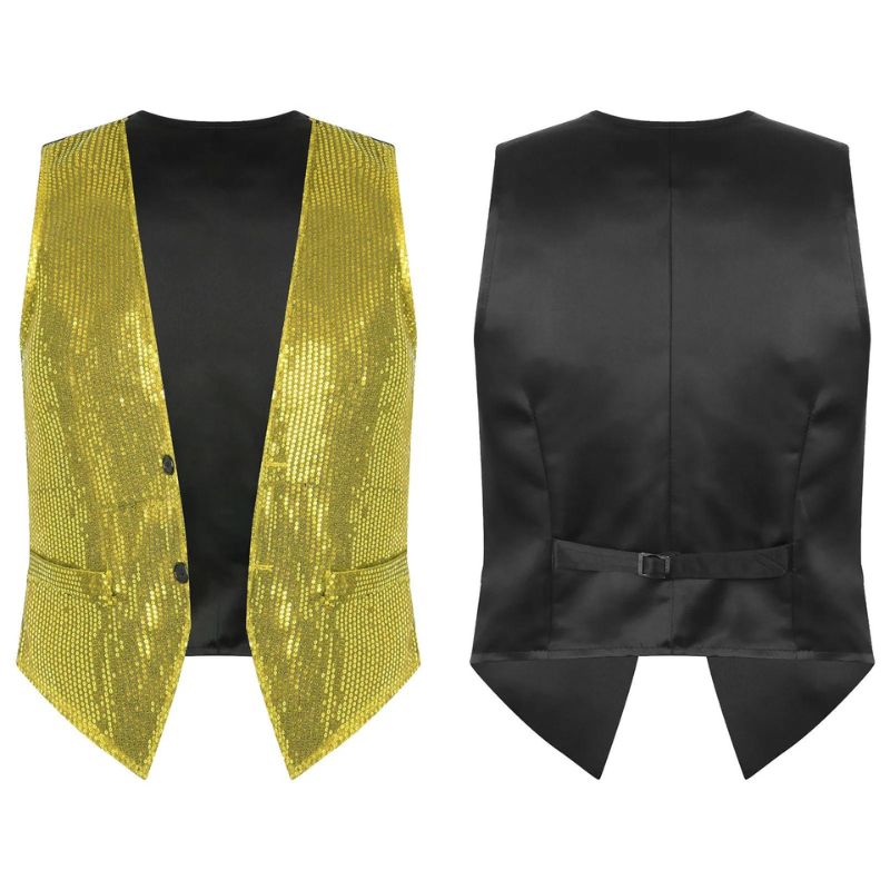Men's Gold Glitter Vest