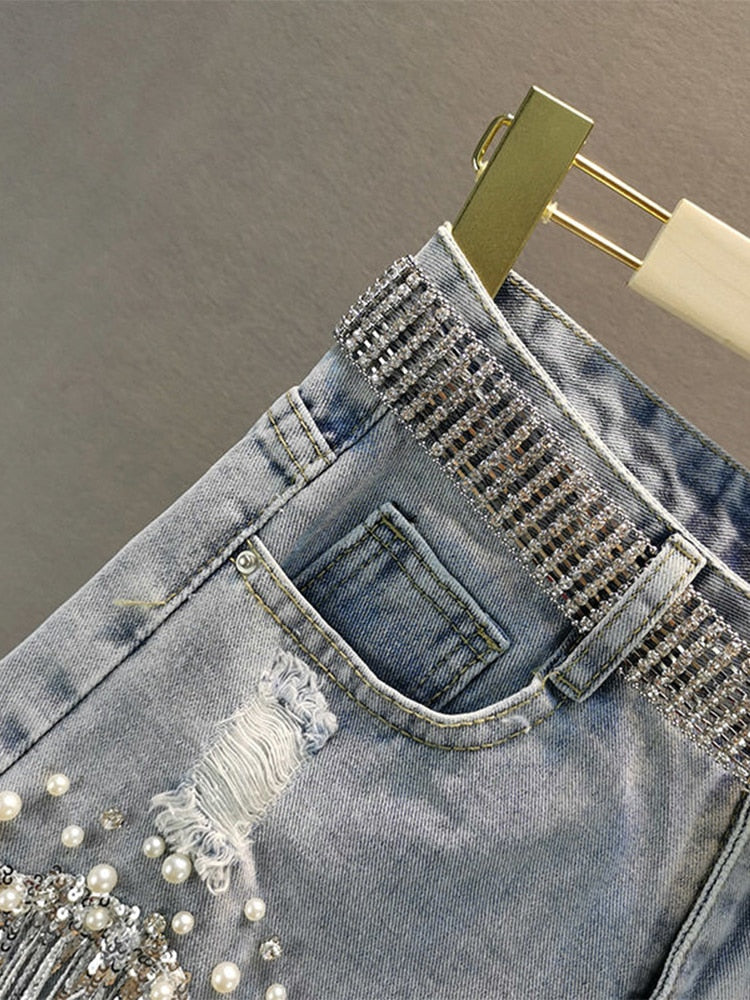 Glitter Jean Shorts