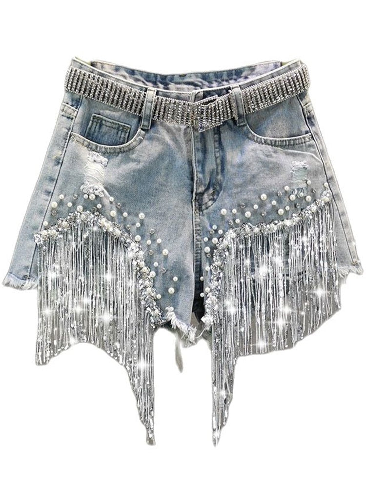 Glitter Jean Shorts