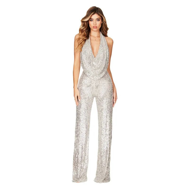 glitter jumpsuit zilver