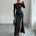 Glitter Jurk Lang Zwart