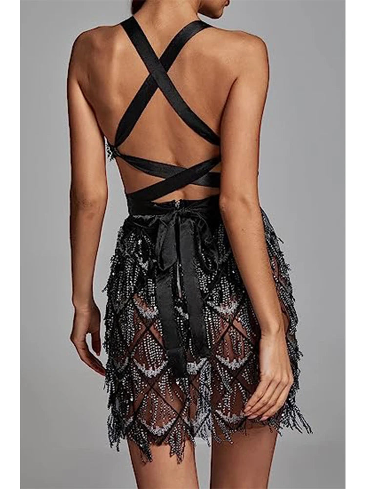 Glitter V-Neck Dress