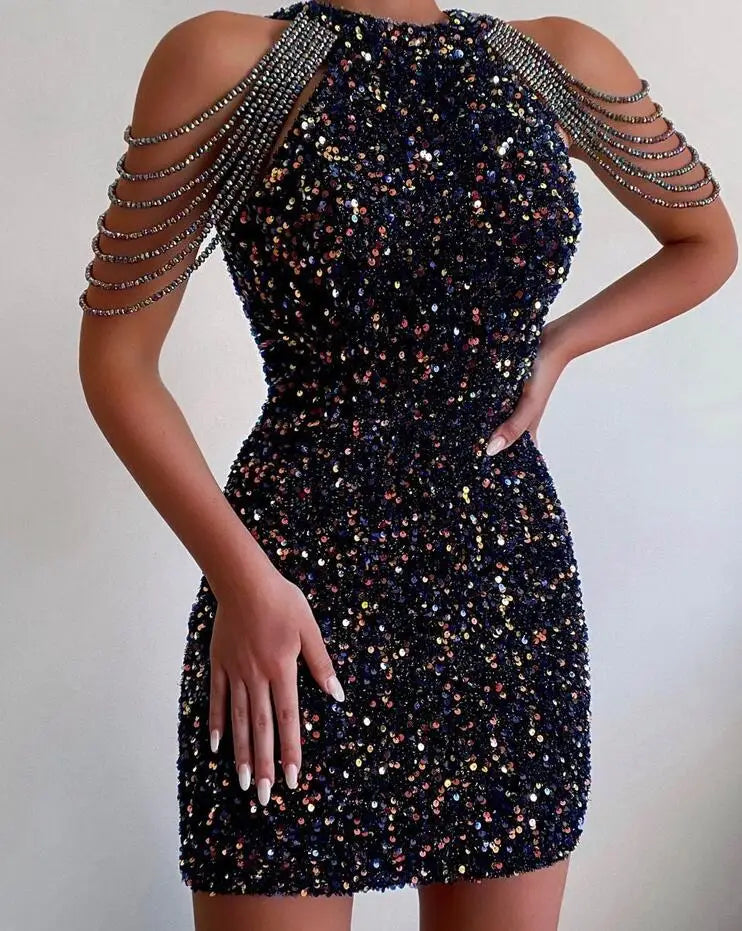 Glitter Dress Black Gold
