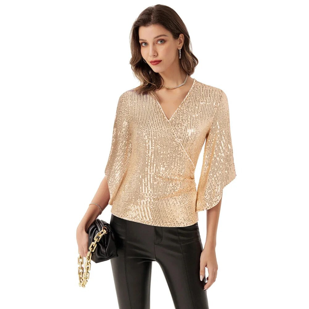 Glitter Shirt V Hals