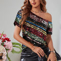 Glitter Top Pailletten One Shoulder