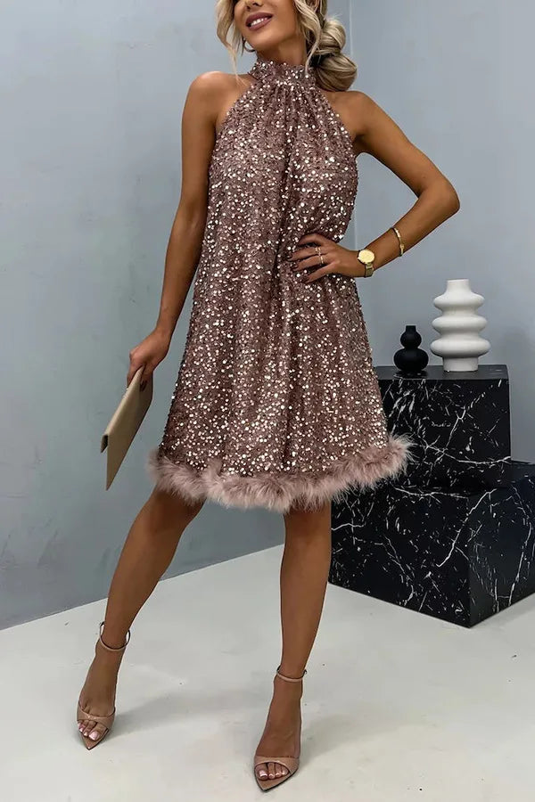 Glitter Halter Dress