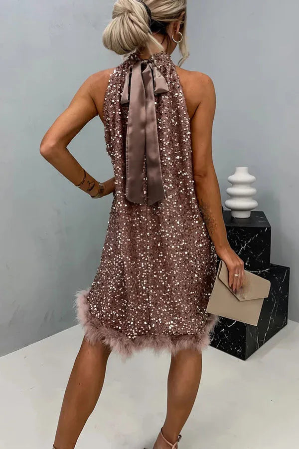 Glitter Halter Dress