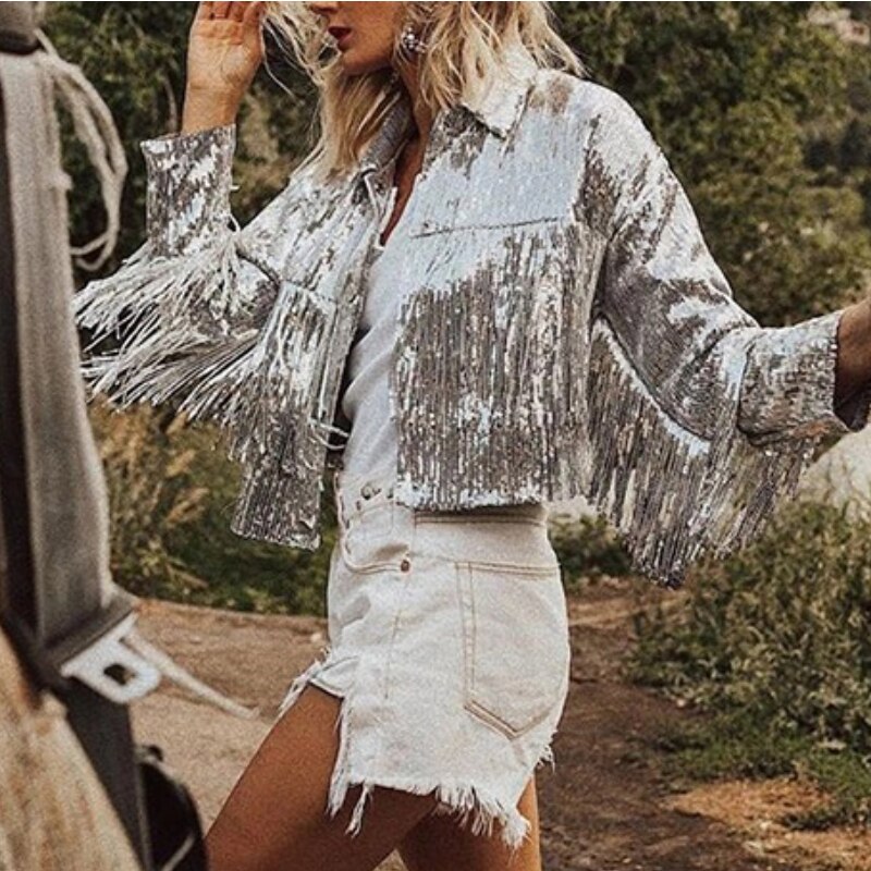 Jacket With Glitter Fringes