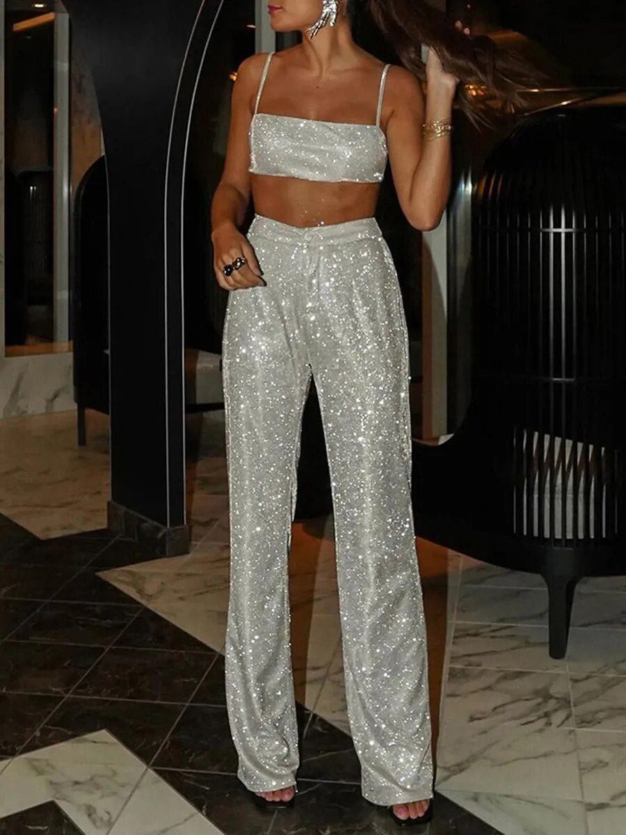jumpsuit met glitter top