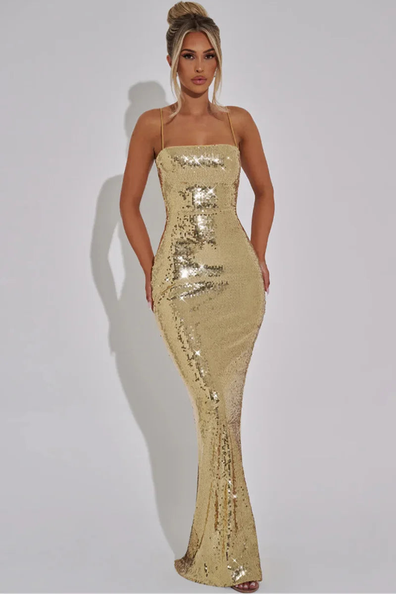 Lange Gouden Glitter Jurk