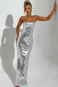 Lange Zilveren Glitter Jurk