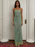 Lichtgroene Glitter Jurk