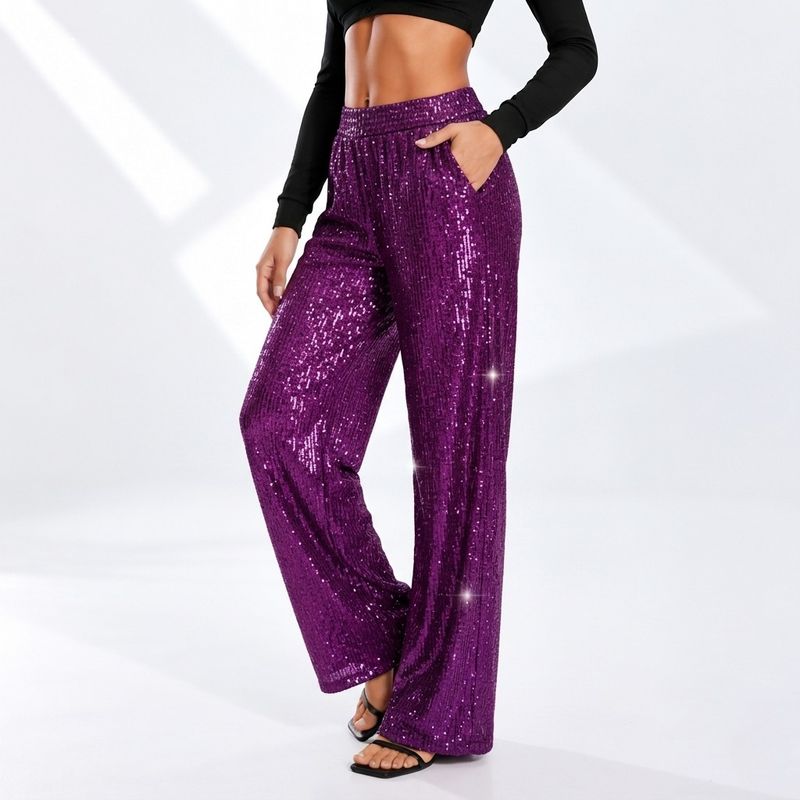 Paarse Glitter Broek