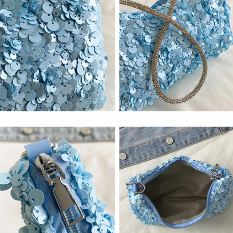 Pailletten Tas Blauw