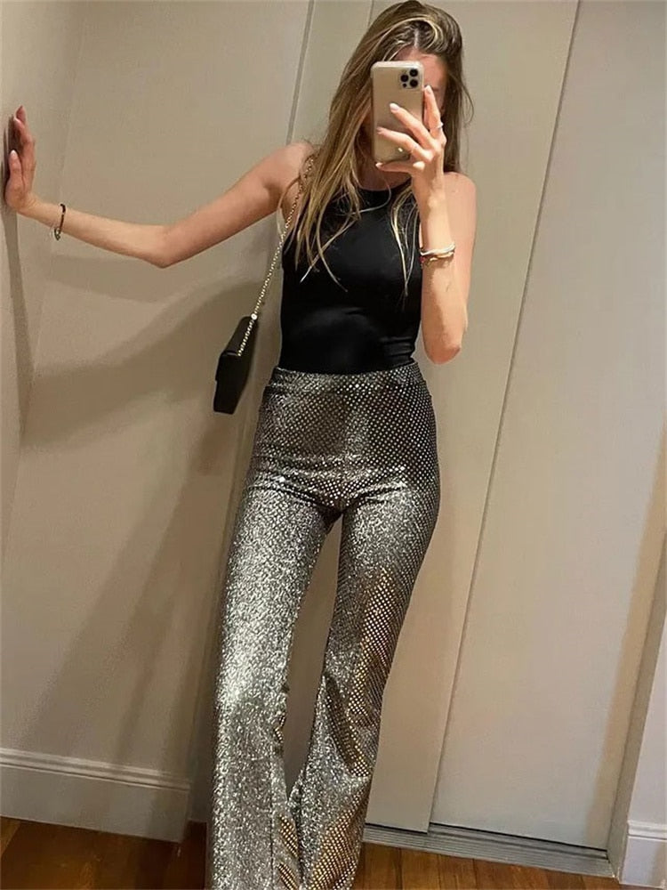Pantalon Flare Sequin
