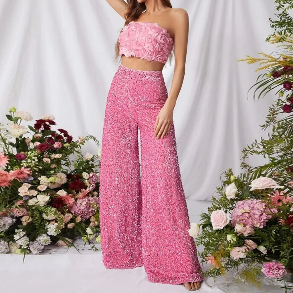 Wide Leg Glitter Broek