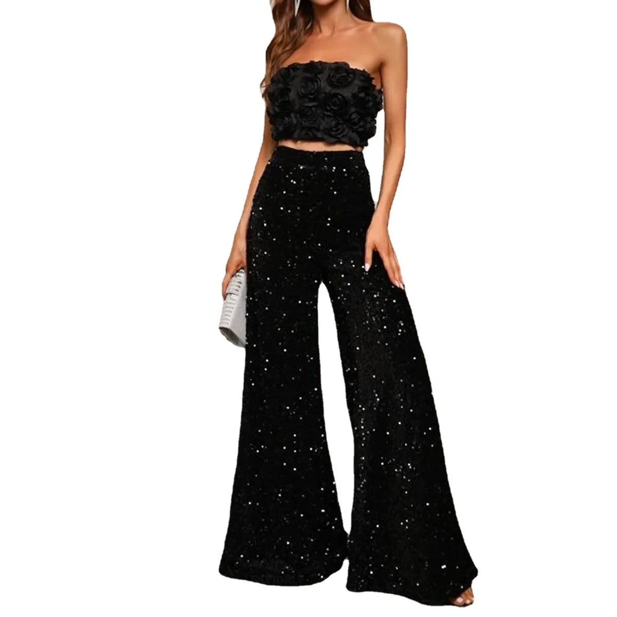 Zwarte Pailletten Broek