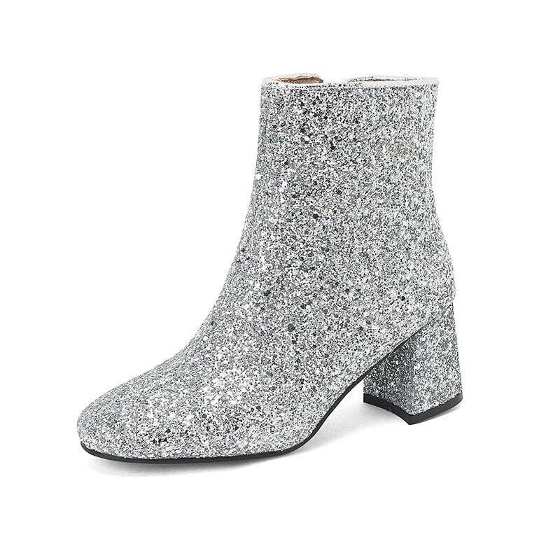 Silver Glitter Boots