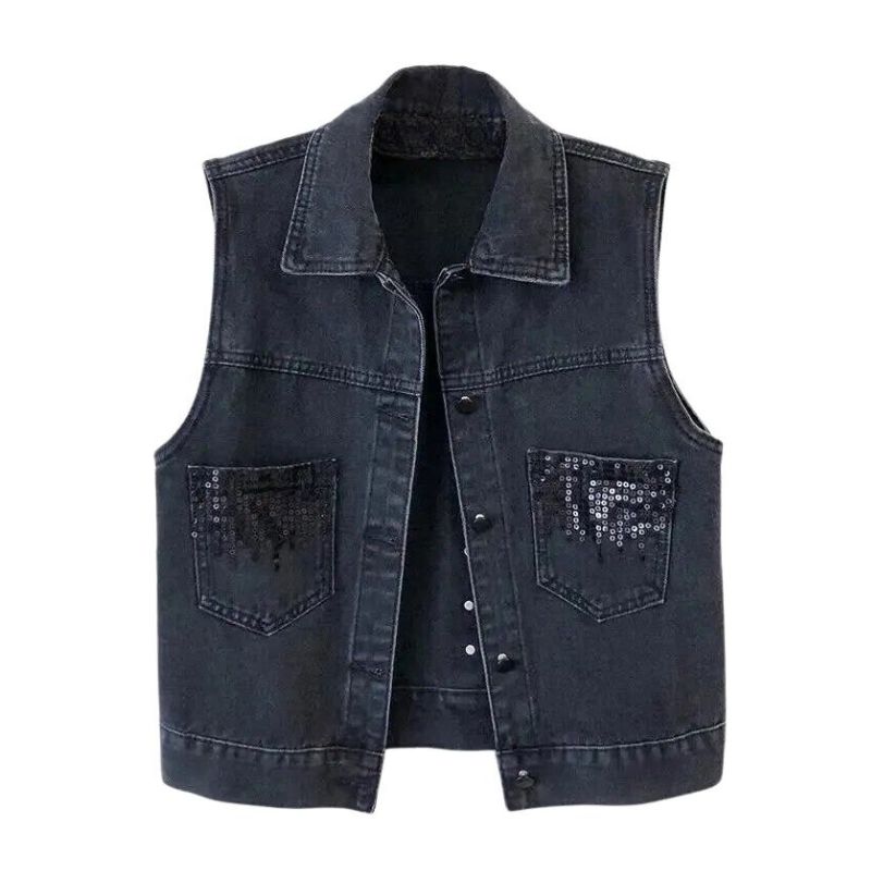 Spijker Gilet Dames Zwart