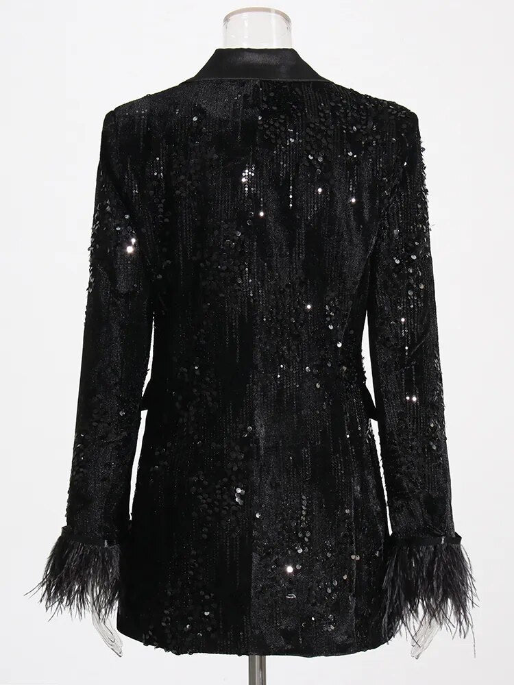 Women's Black Glitter Suit