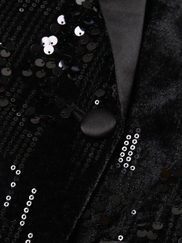 Women's Black Glitter Suit