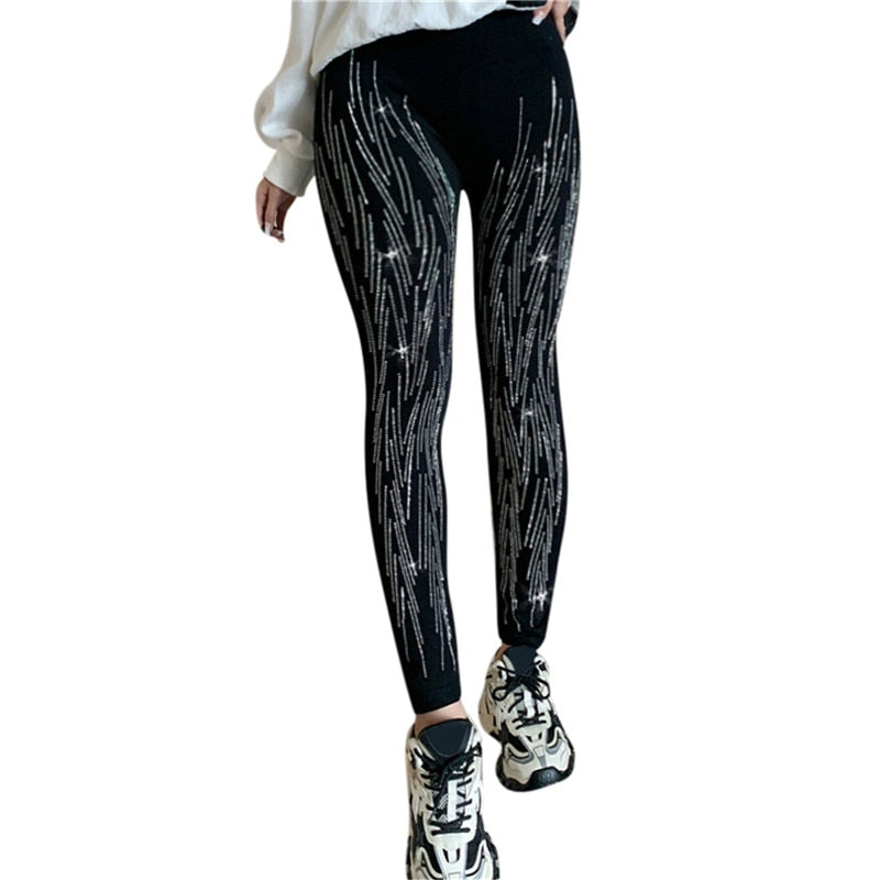 Zwarte Glitter Legging Dames