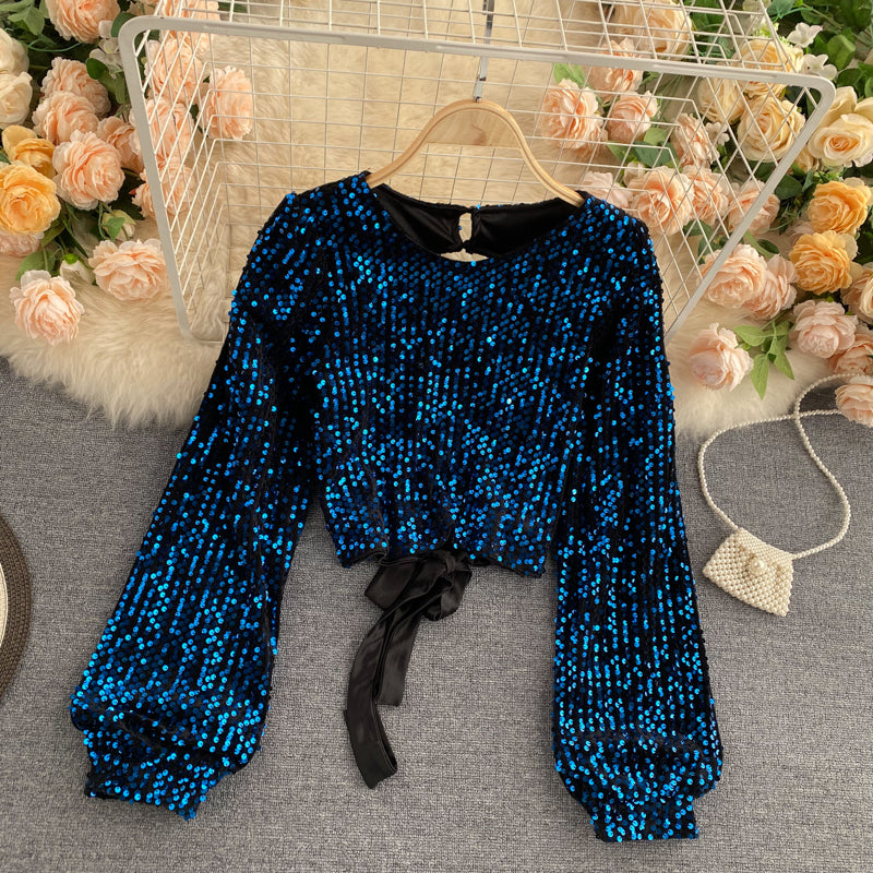 Blue Glitter Blouse