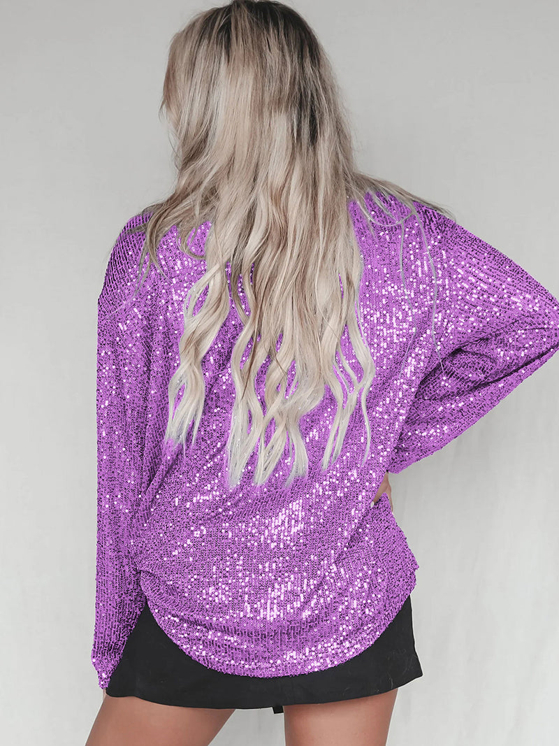 glitter blouse paars