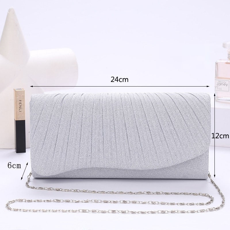 glitter clutch zilver