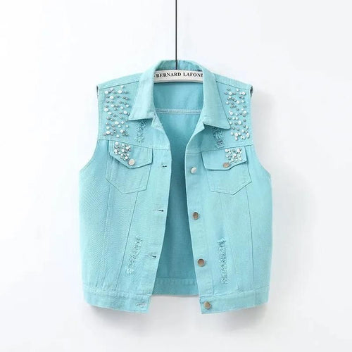 glitter gilet blauw