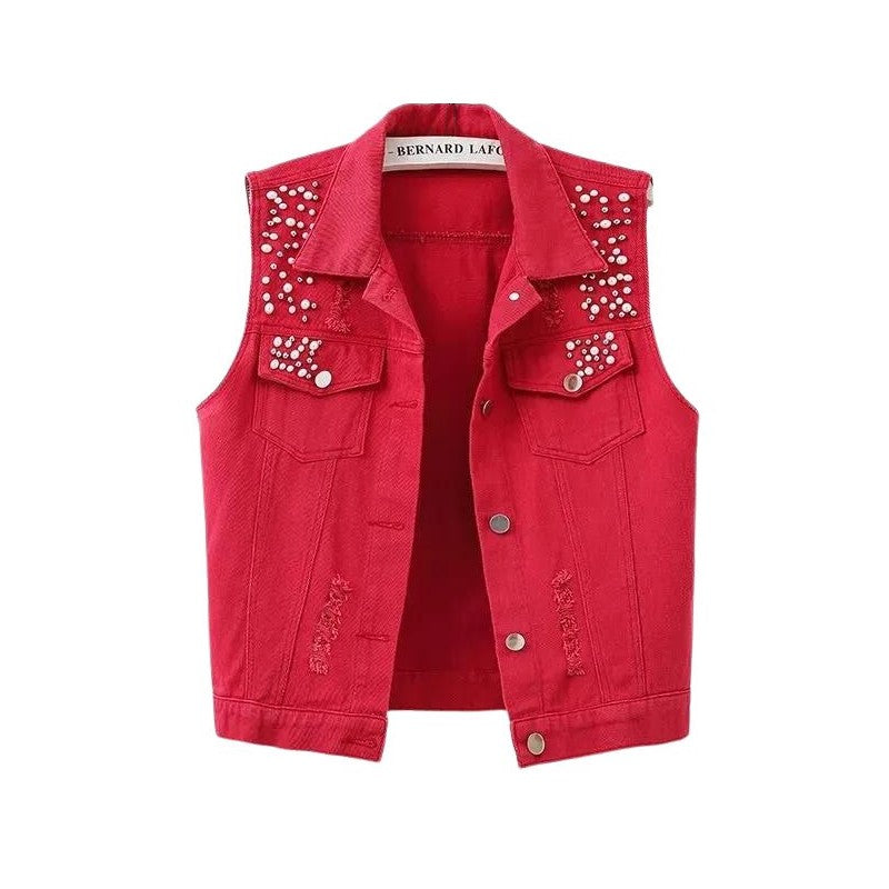 Glitter Gilet Rood