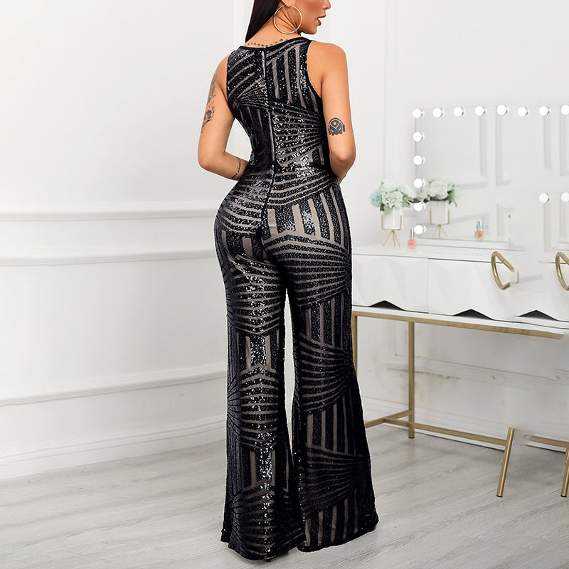 glitter jumpsuit flared
