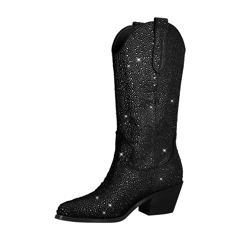 Glitter Laarzen Dames Zwart