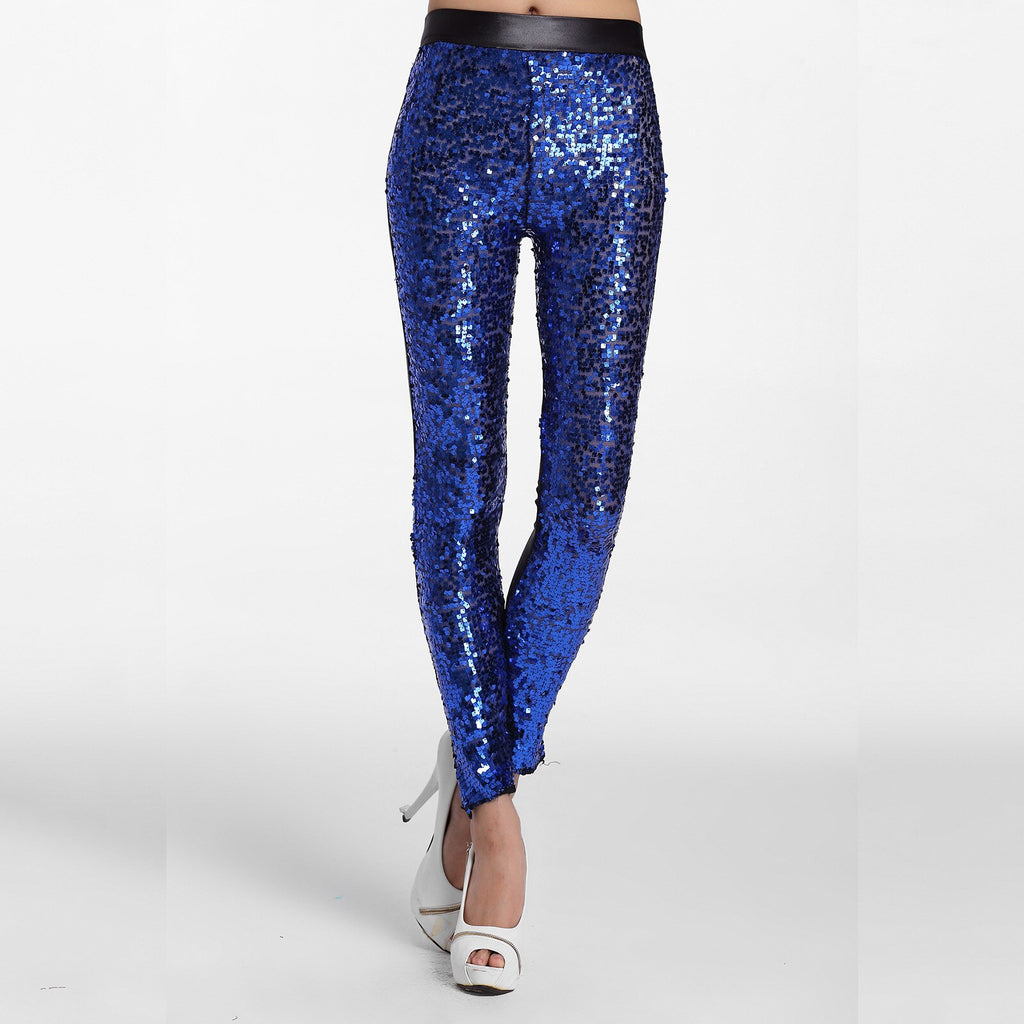 Glitter legging blauw