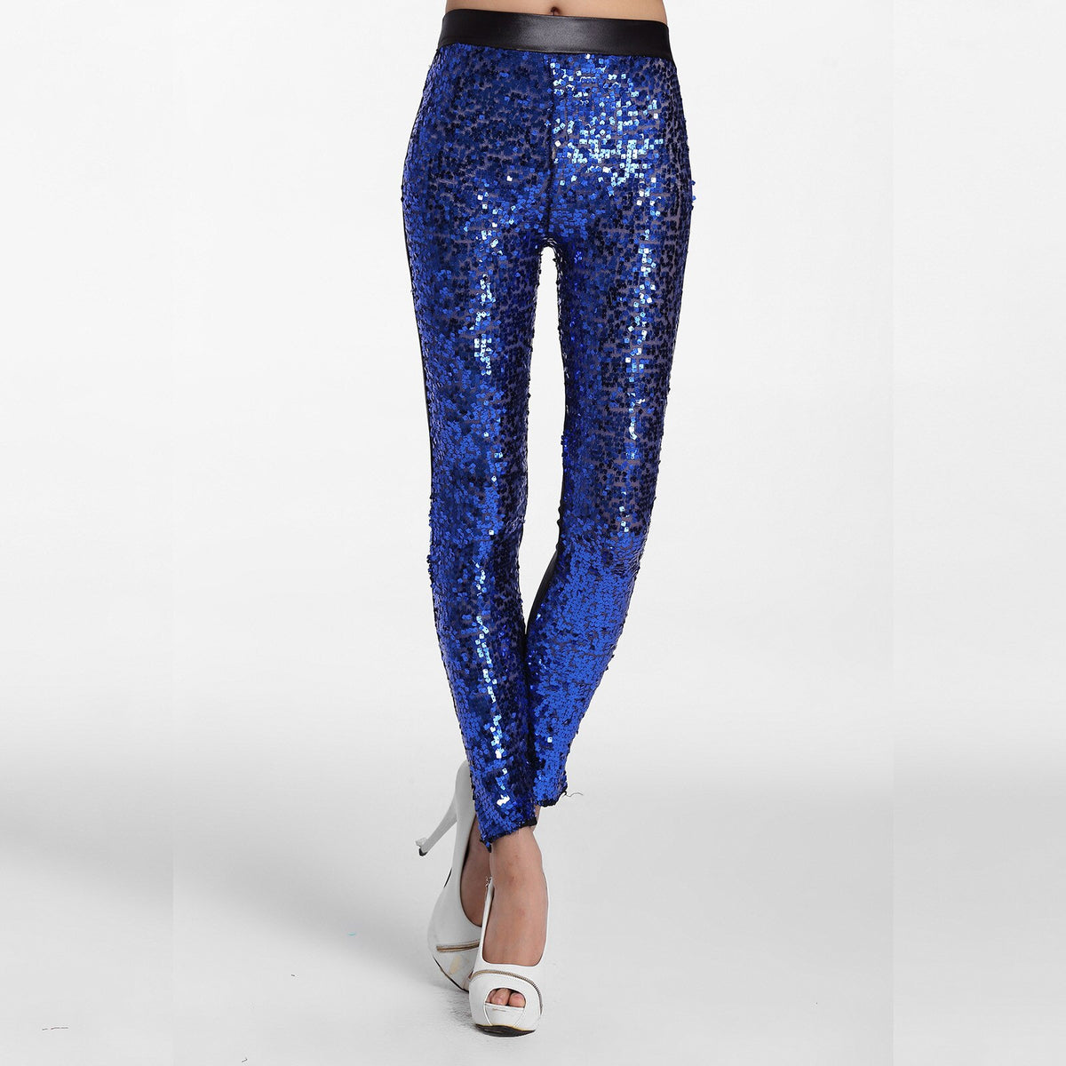 Glitter legging blauw