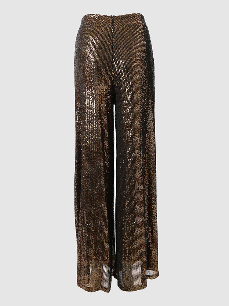 Glitter Flared Broek Goud