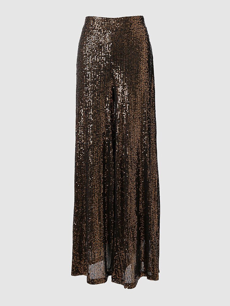 gouden glitter flared broek
